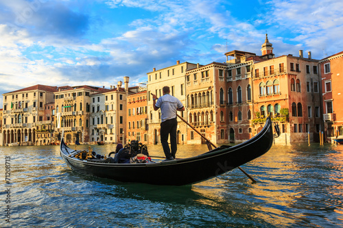 Gondolier on the Grand Canal, Venice Italy