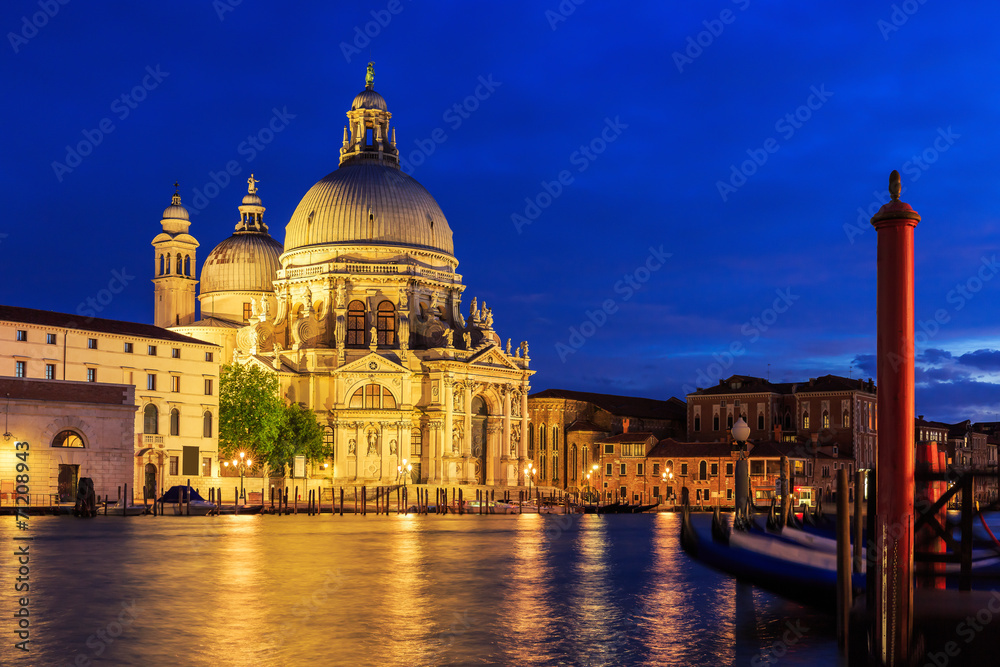 Basilica Santa Maria della Salute at night, Venice Italy