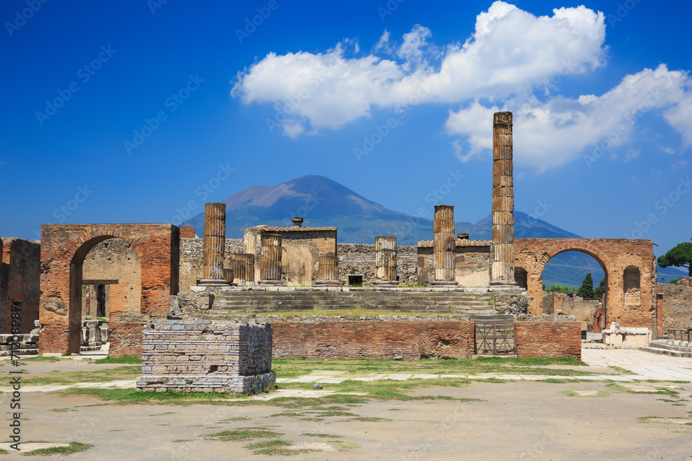 Ruins of Pompeii and volcano Mount Vesuvius, Italy