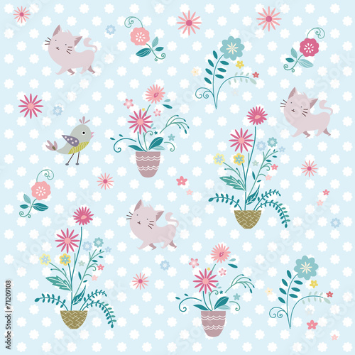 cute flower and cat texture