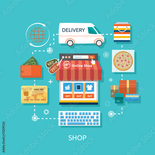 Internet shopping concept smartphone with awning