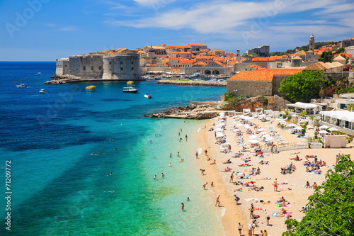 Old town and the beach, Dubrovnik Croatia photo