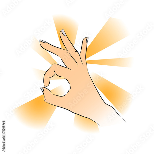 Closeup of man's hand gesturing - showing sign ok (okay)