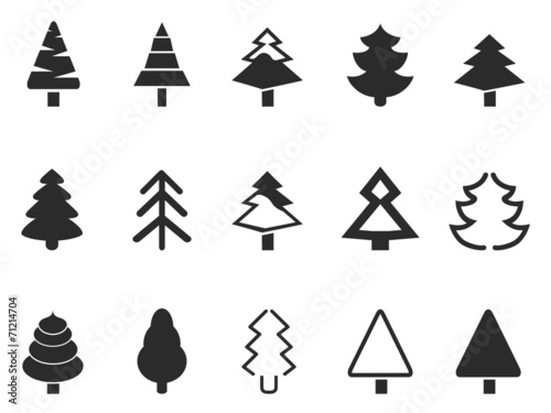 simple pine tree icons set