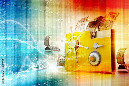 Фотография Computer folder with money(e- business concept)