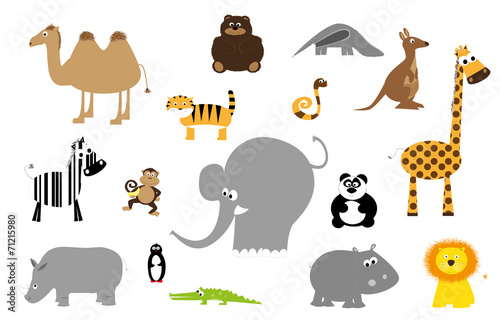 Fototapeta Naklejka Na Ścianę i Meble -  wild animals set on white background- vectors