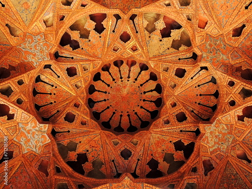 3D beautiful Islamic ceiling decorations of Isfahan palace photo