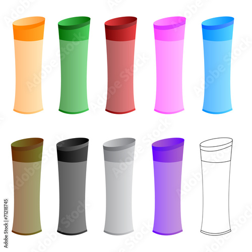 Vector illustration of bottle of shampoo of different colors