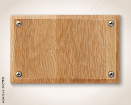Vector rectangular wooden plate with screws