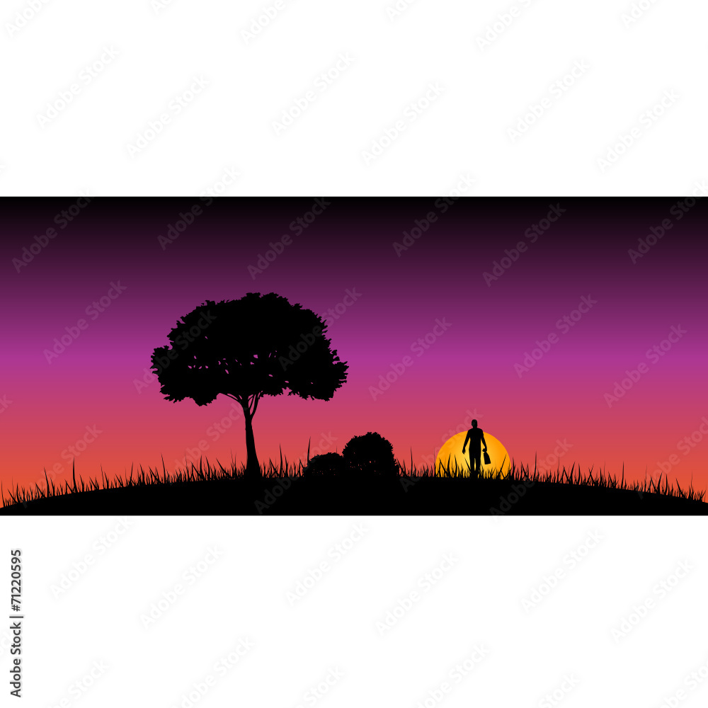 man in the nature on a moonlight color vector