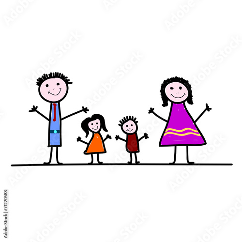 family cartoon color vector