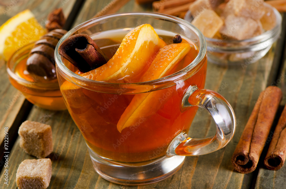 Christmas tea with orange, honey and spices Christmas tea with orange, honey and spices