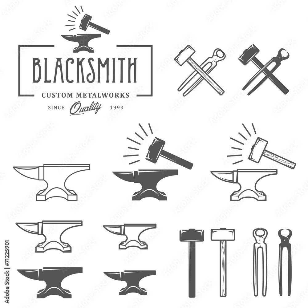 Vintage blacksmith labels and design elements