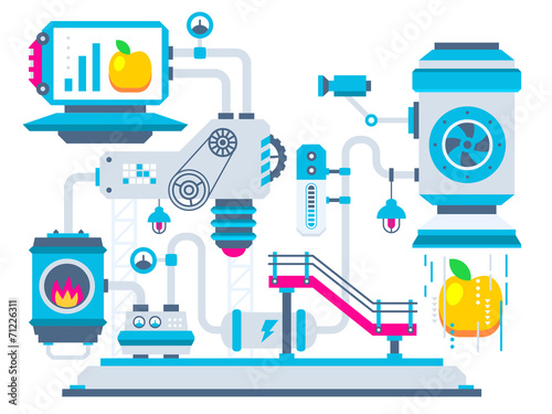 Vector industrial illustration background of the factory for pro