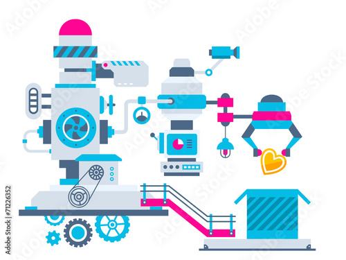 Vector industrial illustration background of the factory for pac