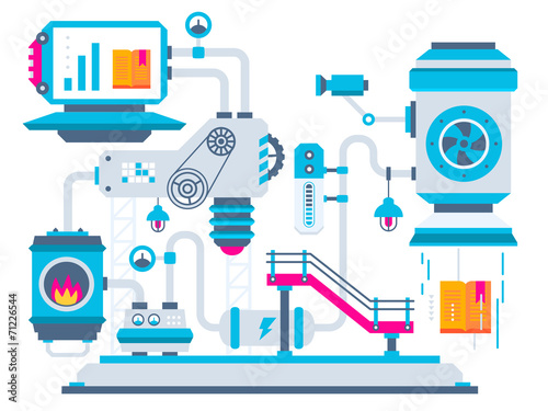 Vector industrial illustration background of the factory for pro
