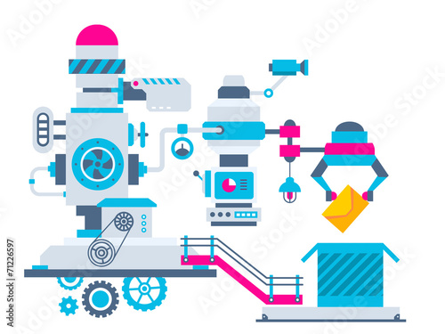 Vector industrial illustration background of the factory for pac