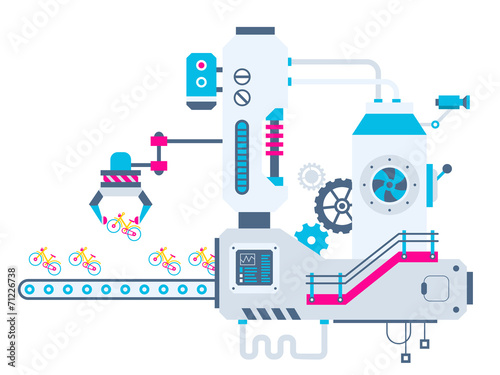 Vector industrial illustration background of the factory for sor