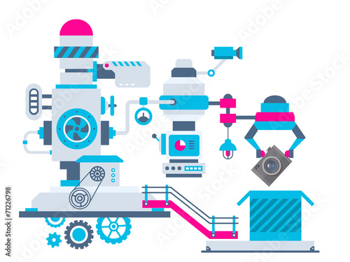 Vector industrial illustration background of the factory for pac