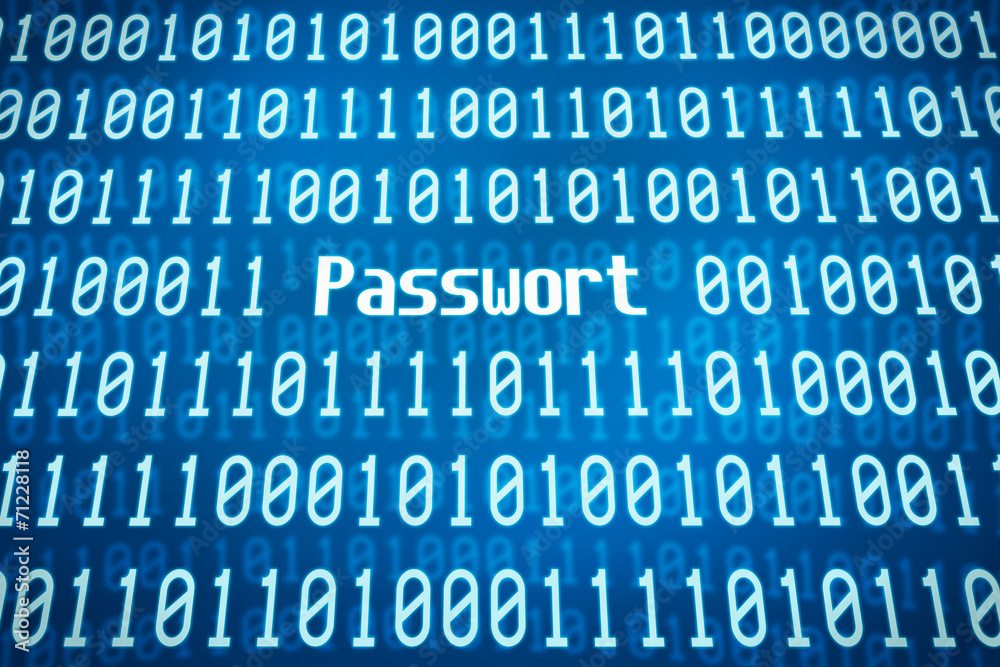 Binärcode mit dem Wort Passwort im Zentrum Binärcode mit dem Wort Passwort im Zentrum