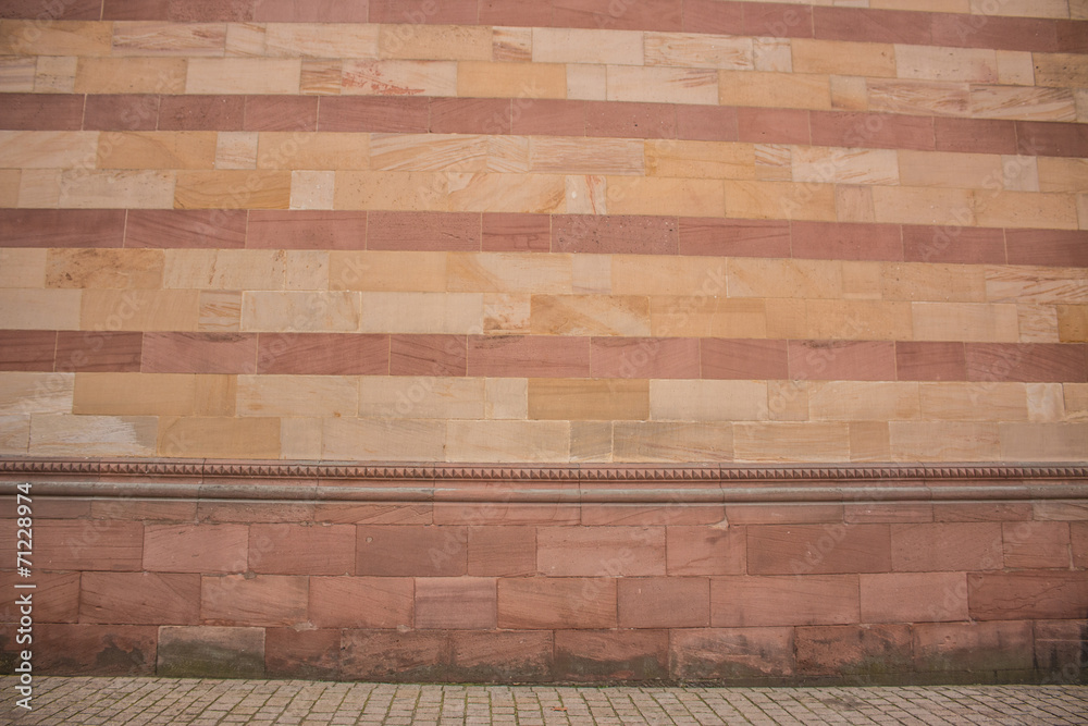 Hintergrund rot gelbe Sandsteinmauer StockFoto Adobe Stock