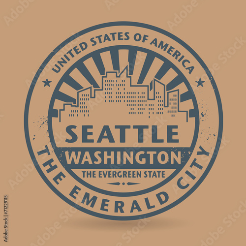 Grunge rubber stamp with name of Washington, Seattle