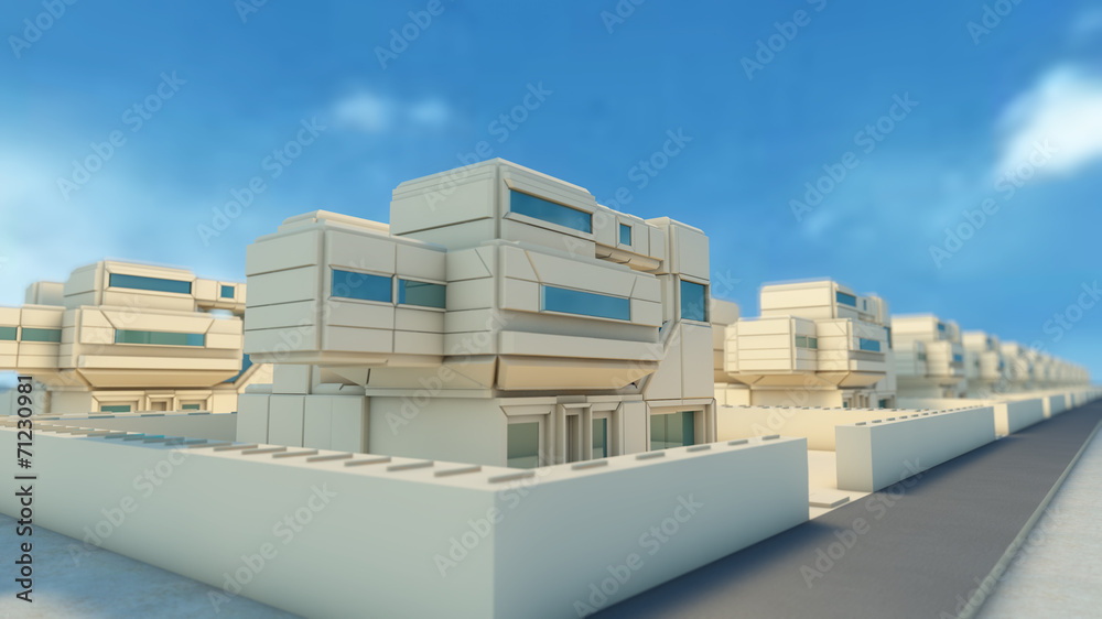 Neighborhood and futuristic houses Neighborhood and futuristic houses