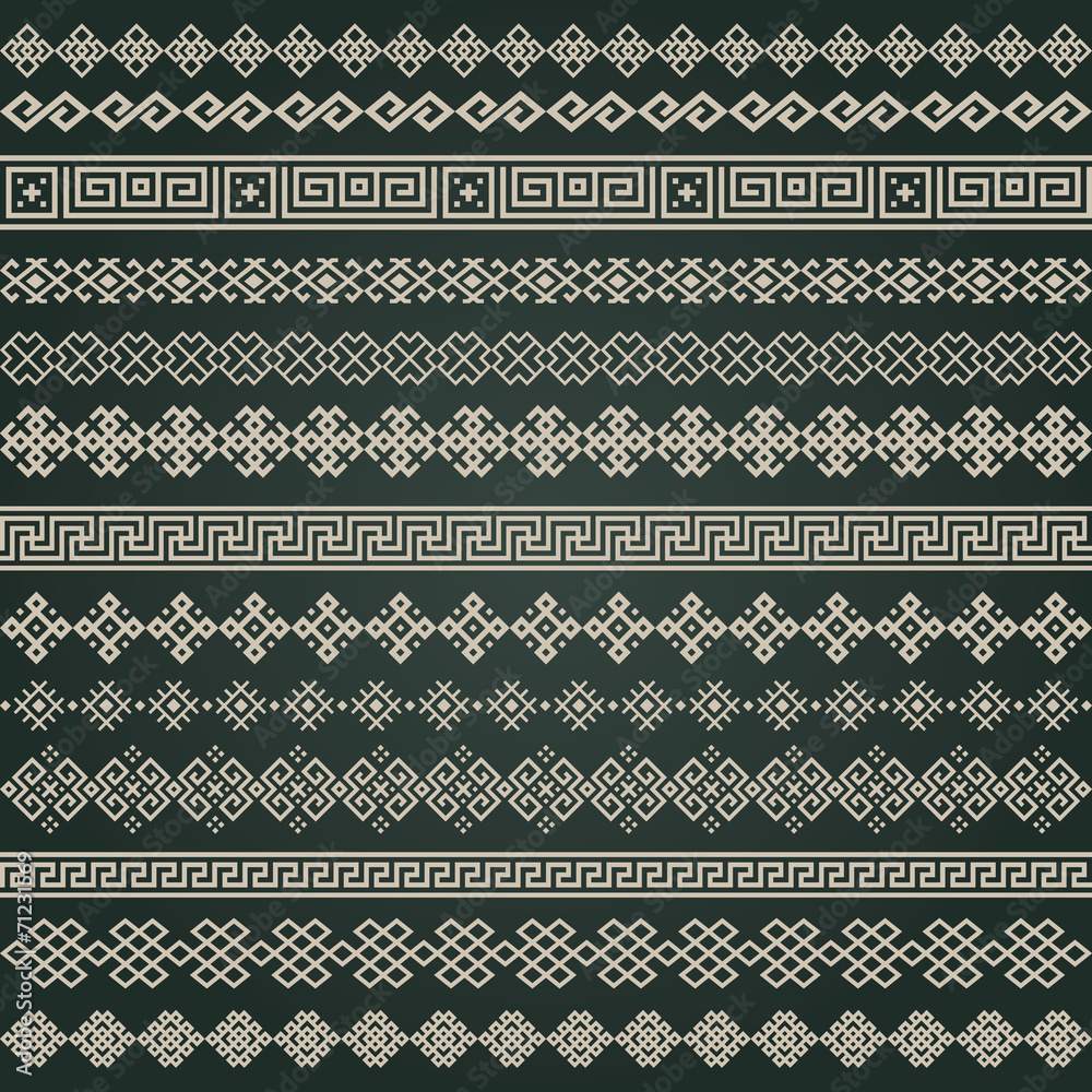 Border decoration elements in mega set on dark background Border decoration elements in mega set on dark background