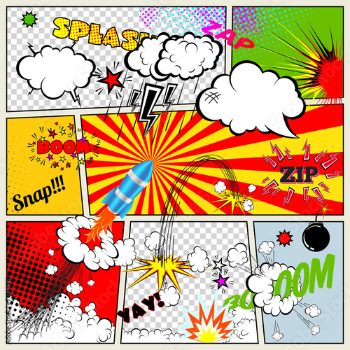 Set of Retro Comic Book Vector Design elements,  Thought Bubbles