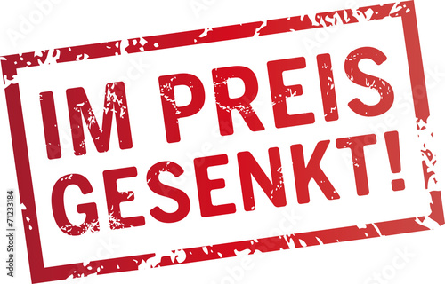 Stempel Im Preis gesenkt