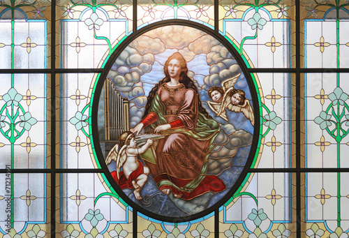 Stained glass of Saint Cecilia, Moscow Conservatory