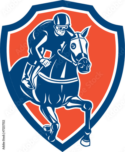 Jockey Horse Racing Shield Retro