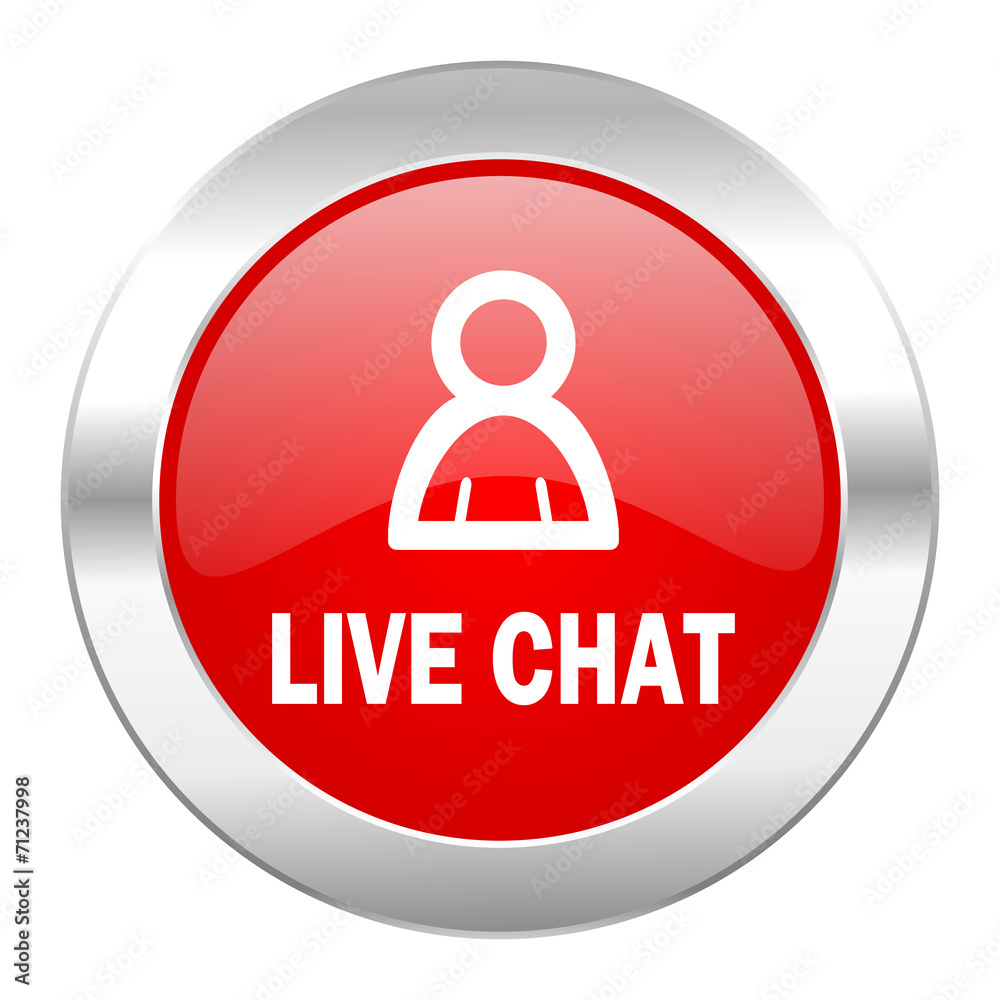 live chat red circle chrome web icon isolated live chat red circle chrome web icon isolated
