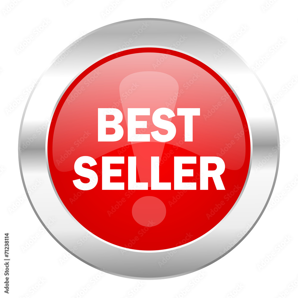 best seller red circle chrome web icon isolated best seller red circle chrome web icon isolated