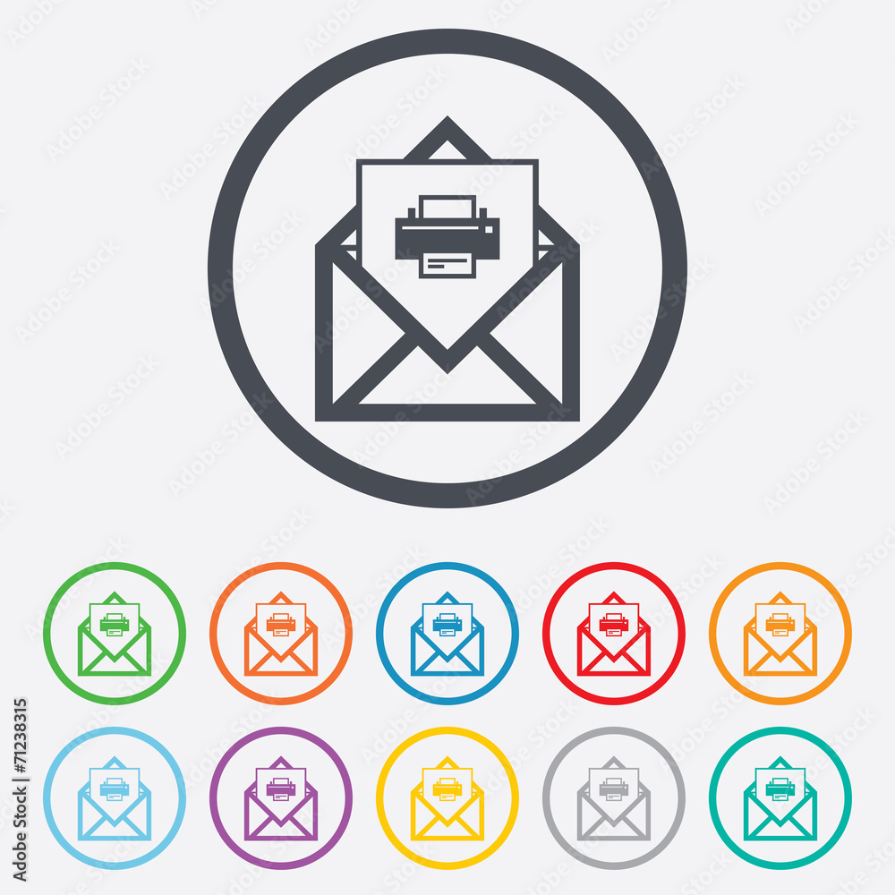 Mail print icon. Envelope symbol. Message sign. Mail print icon. Envelope symbol. Message sign.