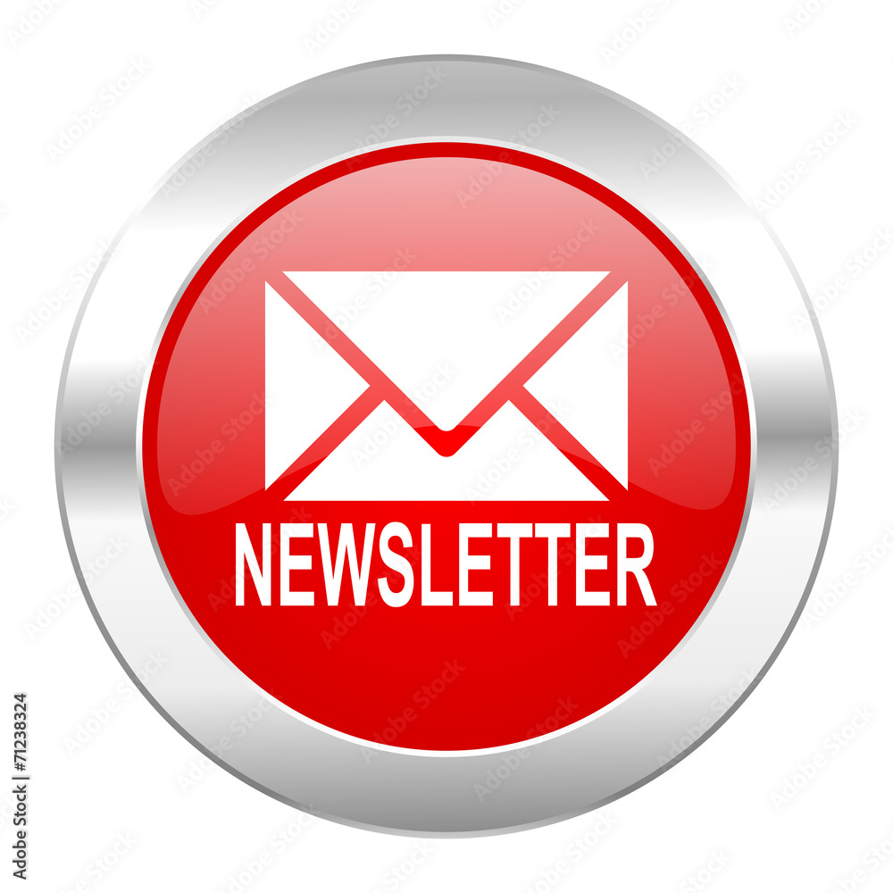 newsletter red circle chrome web icon isolated newsletter red circle chrome web icon isolated