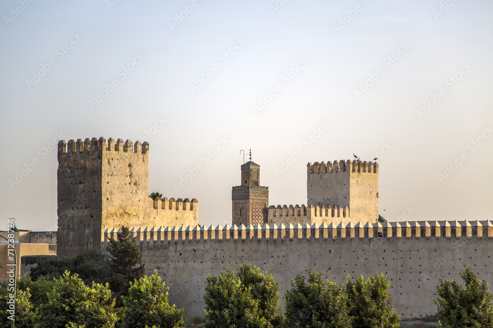 Old city walls in Fez, Morocco