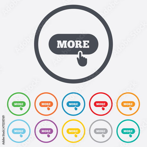 More with hand pointer icon. Details symbol.