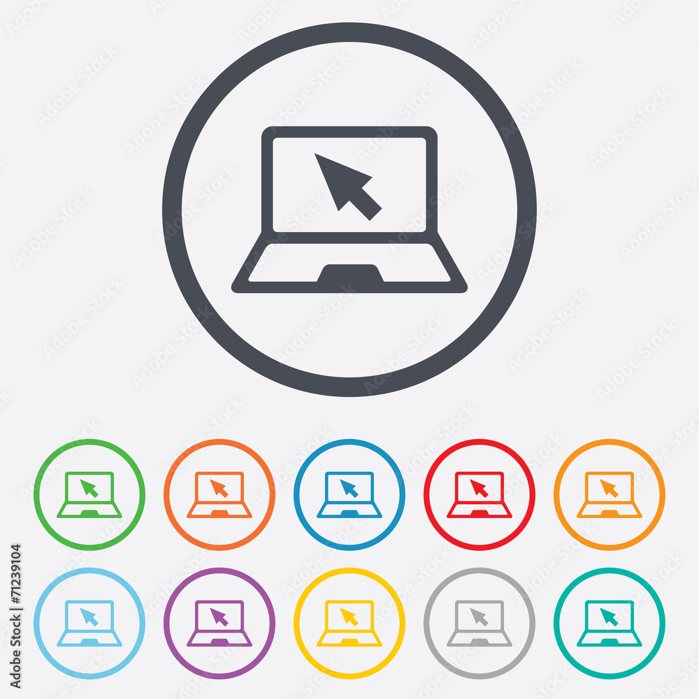 Laptop sign icon. Notebook pc with cursor symbol Laptop sign icon. Notebook pc with cursor symbol