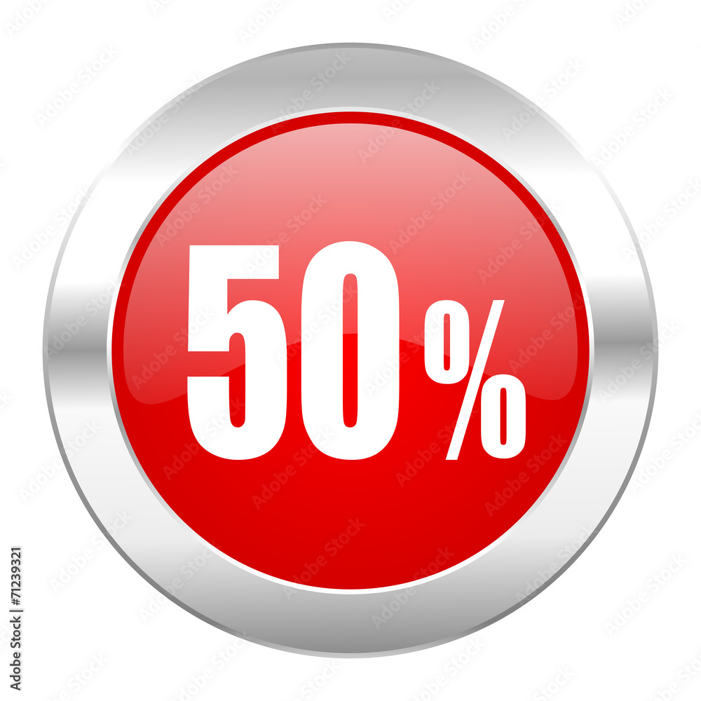 50 percent red circle chrome web icon isolated 50 percent red circle chrome web icon isolated