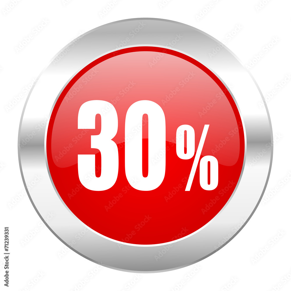 30 percent red circle chrome web icon isolated 30 percent red circle chrome web icon isolated