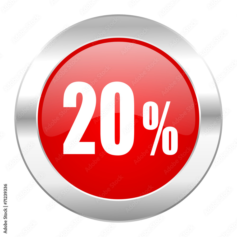 20 percent red circle chrome web icon isolated 20 percent red circle chrome web icon isolated