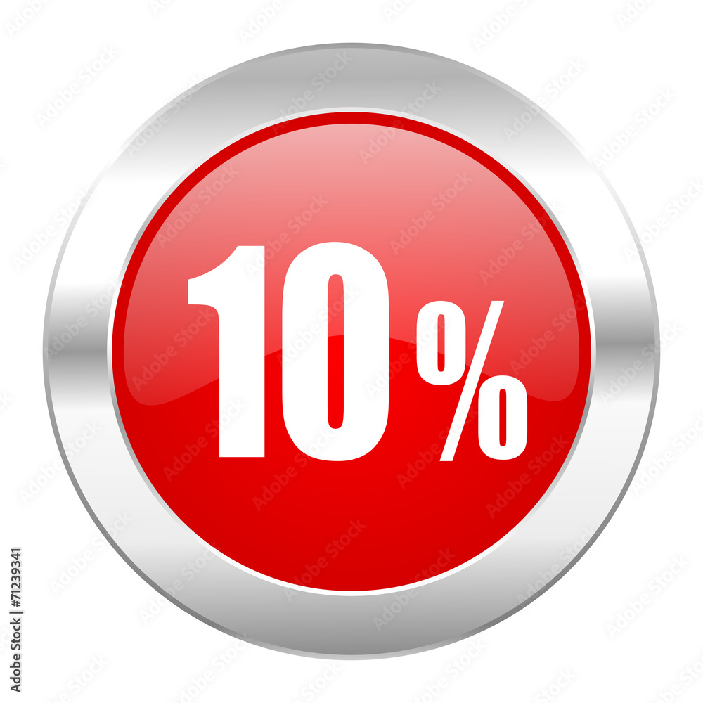 10 percent red circle chrome web icon isolated 10 percent red circle chrome web icon isolated