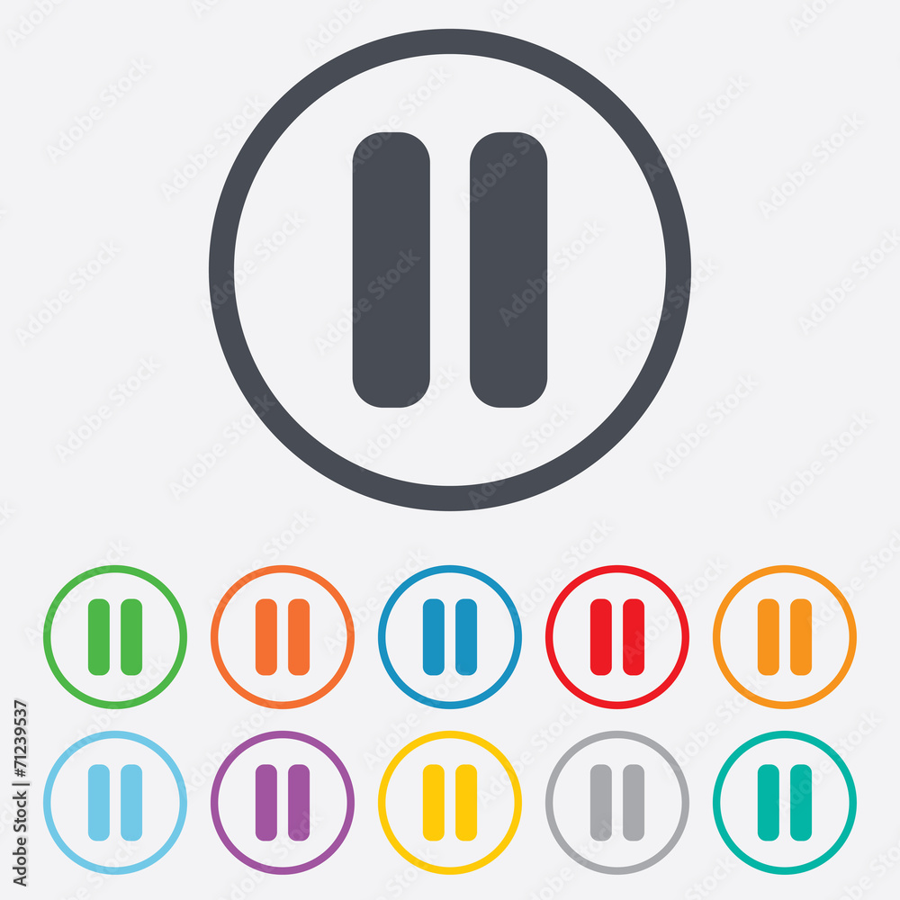 Pause sign icon. Player navigation button. Pause sign icon. Player navigation button.