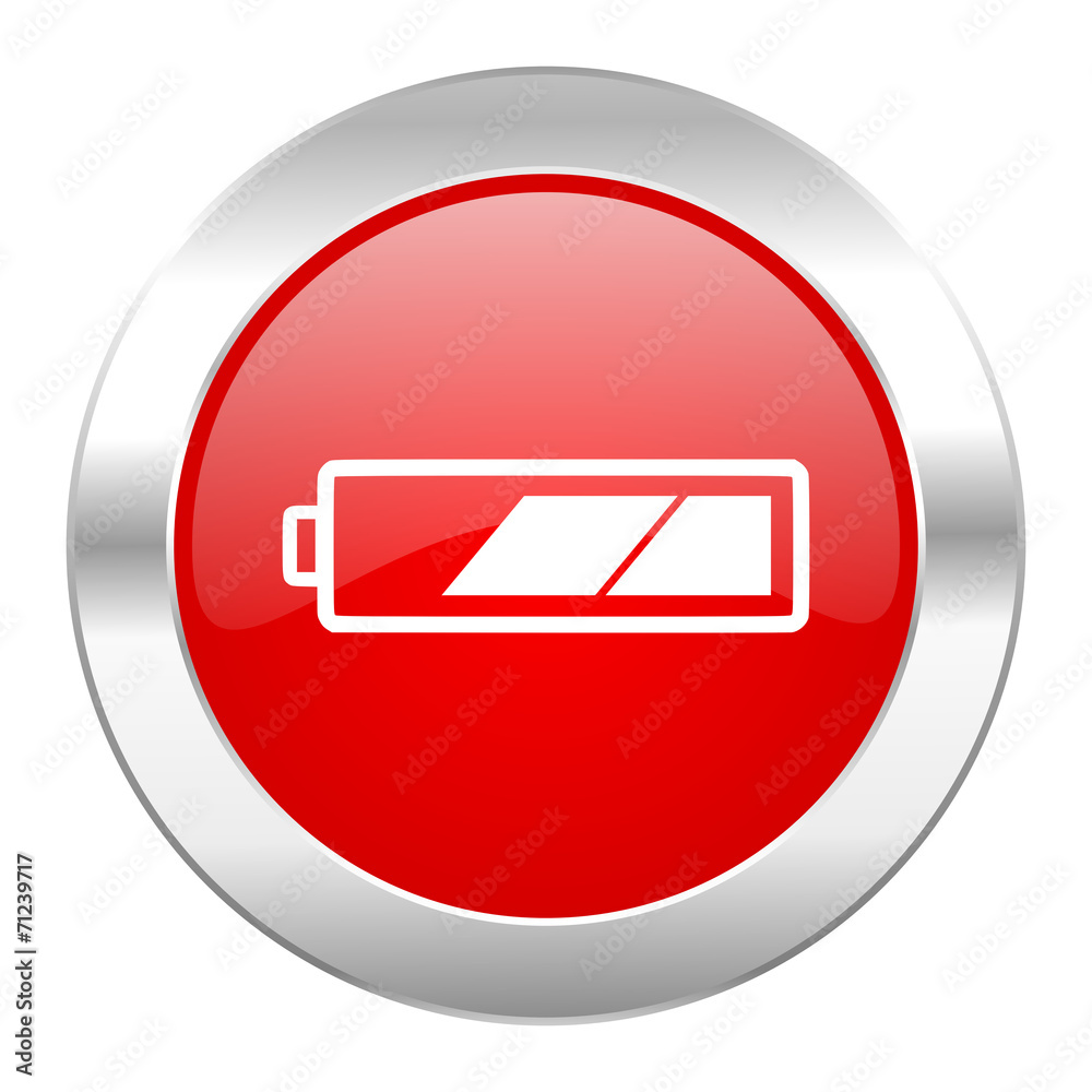 battery red circle chrome web icon isolated battery red circle chrome web icon isolated