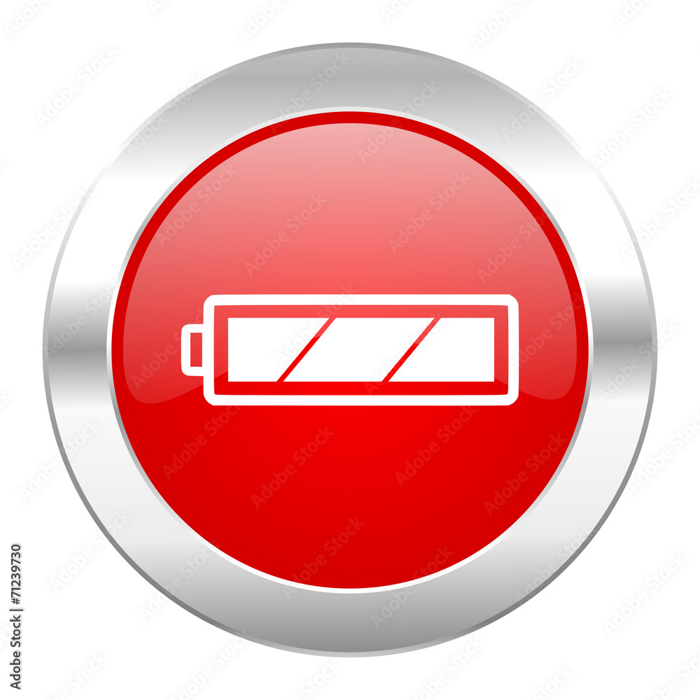 battery red circle chrome web icon isolated battery red circle chrome web icon isolated