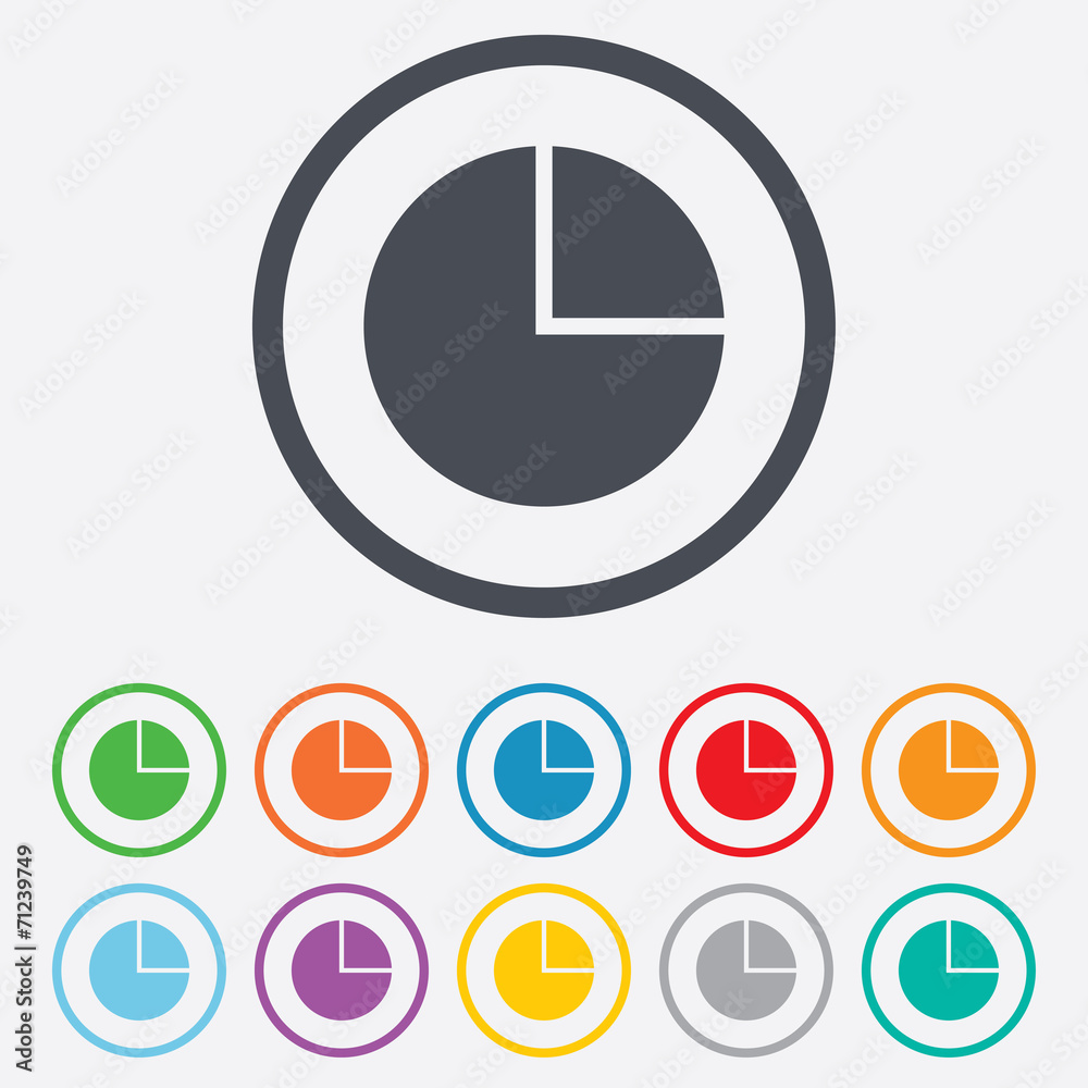 Pie chart graph sign icon. Diagram button. Pie chart graph sign icon. Diagram button.