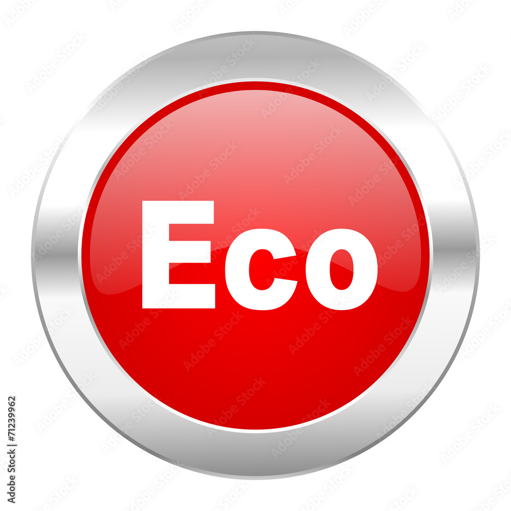 eco red circle chrome web icon isolated eco red circle chrome web icon isolated