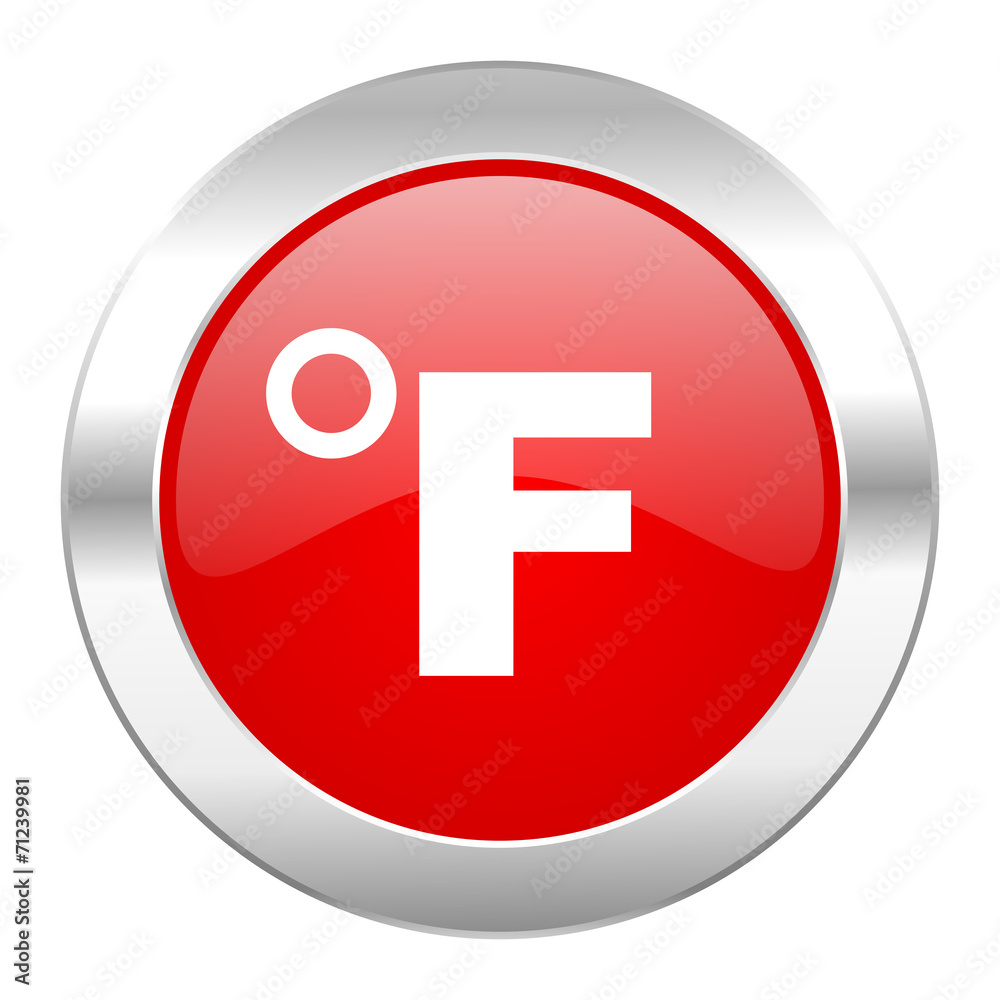 fahrenheit red circle chrome web icon isolated fahrenheit red circle chrome web icon isolated