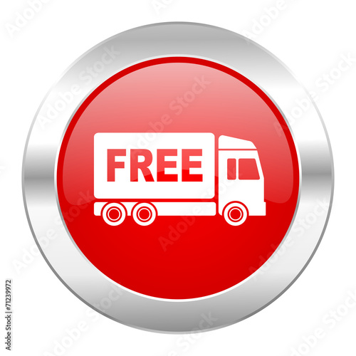 free delivery red circle chrome web icon isolated